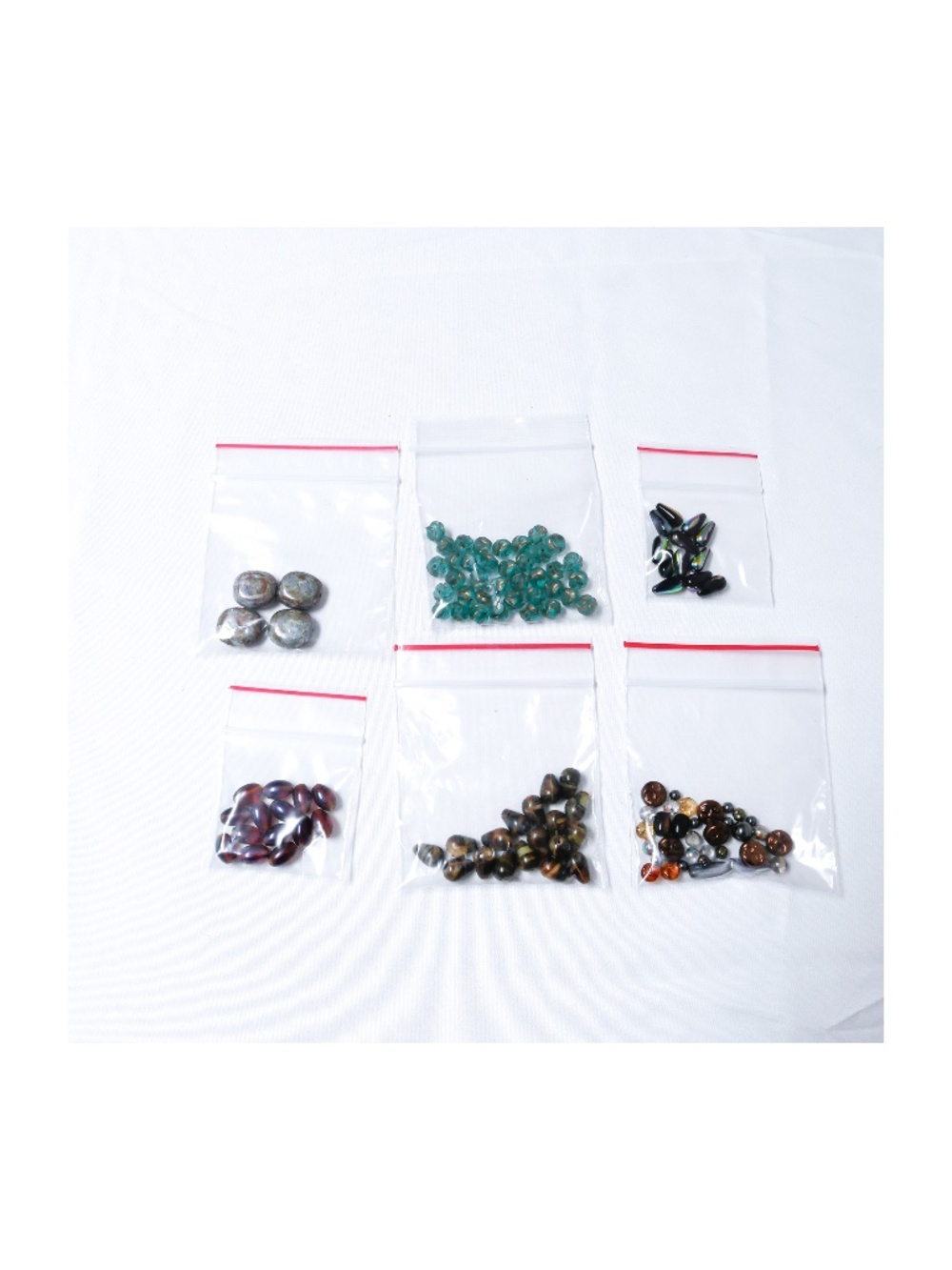 6 bags of glass beads, new but not in original packaging-various sizes